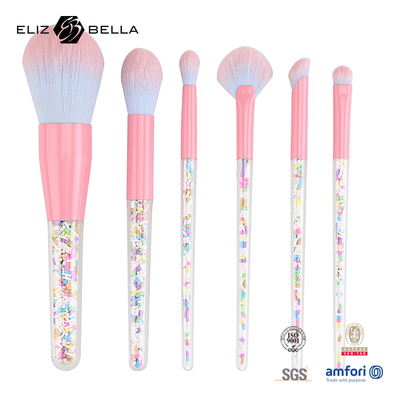 6pcs 메이크업 브러쉬 세트 캔디 메이크업 브러쉬 다채로운 투명한 브러쉬 핸들 곡성 플라스틱