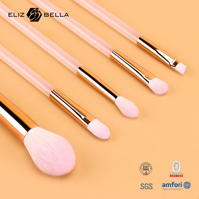 5pcs 분홍색 플라스틱 손잡이 메이크업 브러쉬, 합성 머리 화장품 브러쉬 세트, 파우더, 눈 혼합, 눈 그림자 브러쉬
