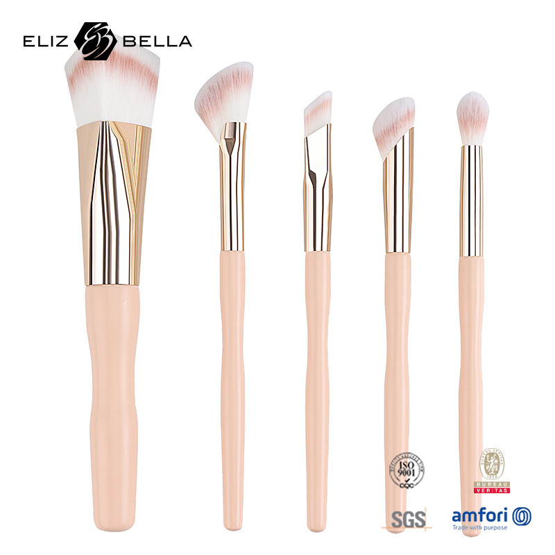 5pcs 공장 가격 사용자 지정 로고 100% 합성 머리 비건 얼굴 눈 메이크업 브러쉬 세트