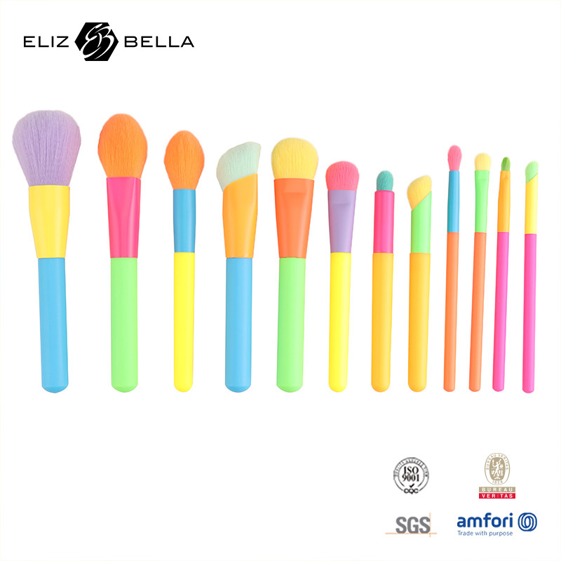 12pcs 프로 멀티 컬러 메이크업 브러쉬 세트 파우더 로쉬 아이쉐이더,색깔 코스메틱 브러쉬